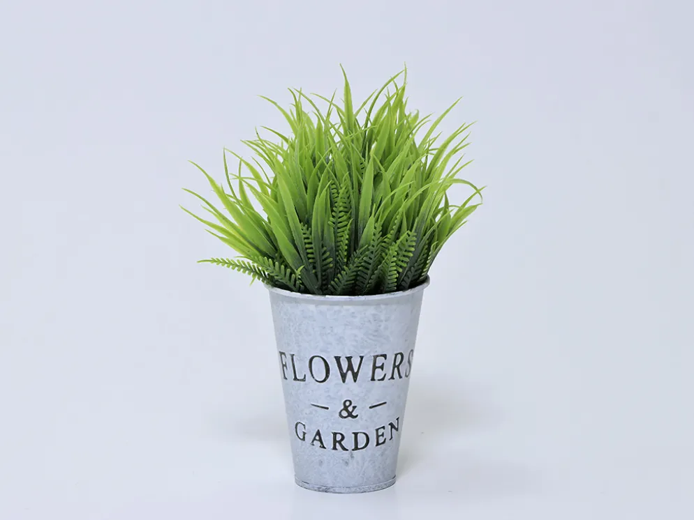 PLANTA FLOR VERDE ENVEJECIDO A 23CM