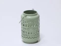 PORTAVELAS METAL Ø12.5X23CM VERDE CLARO