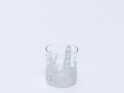 PORTAVELAS VIDRIO METAL MARINO BLANCO 7X8