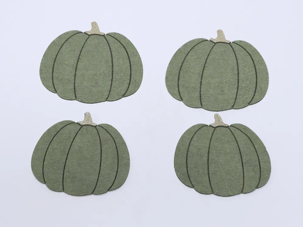 POSAVASOS CALABAZA FIELTRO SET 4 VERDE