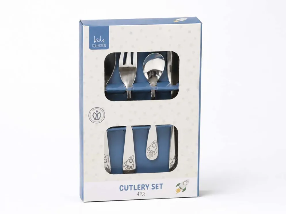 SET CUBIERTOS INFANTILES COHETE