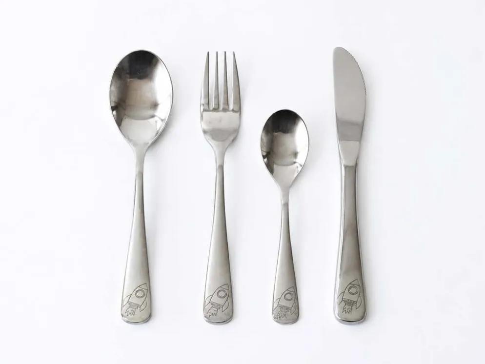 SET CUBIERTOS INFANTILES COHETE