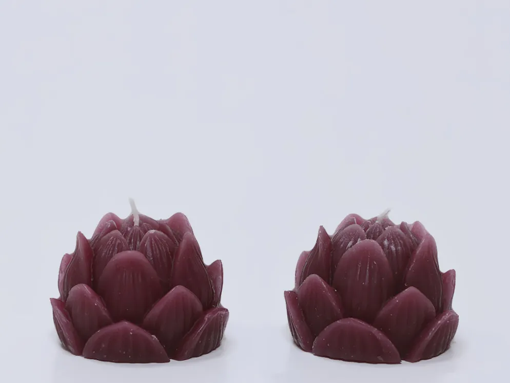 SET 2 VELAS FLOR BURDEOS Ø6CM