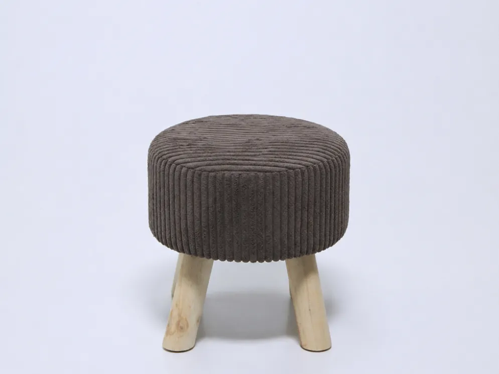 TABURETE PUFF MARRÓN TERCIOPELO 28X30