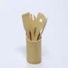 TARRO CON 4 UTENSILIOS BAMBU 9X9X32