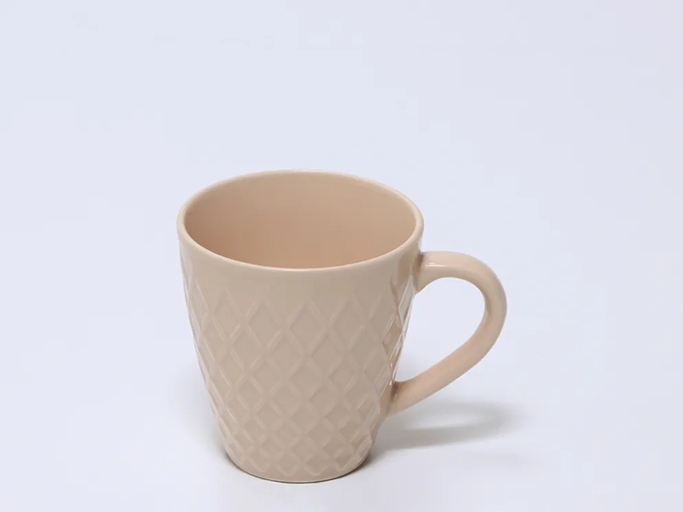 TAZA CERAMICA DIAMANTE 345ML CORAL