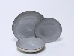 VAJILLA PORCELANA GRIS 12 PZS