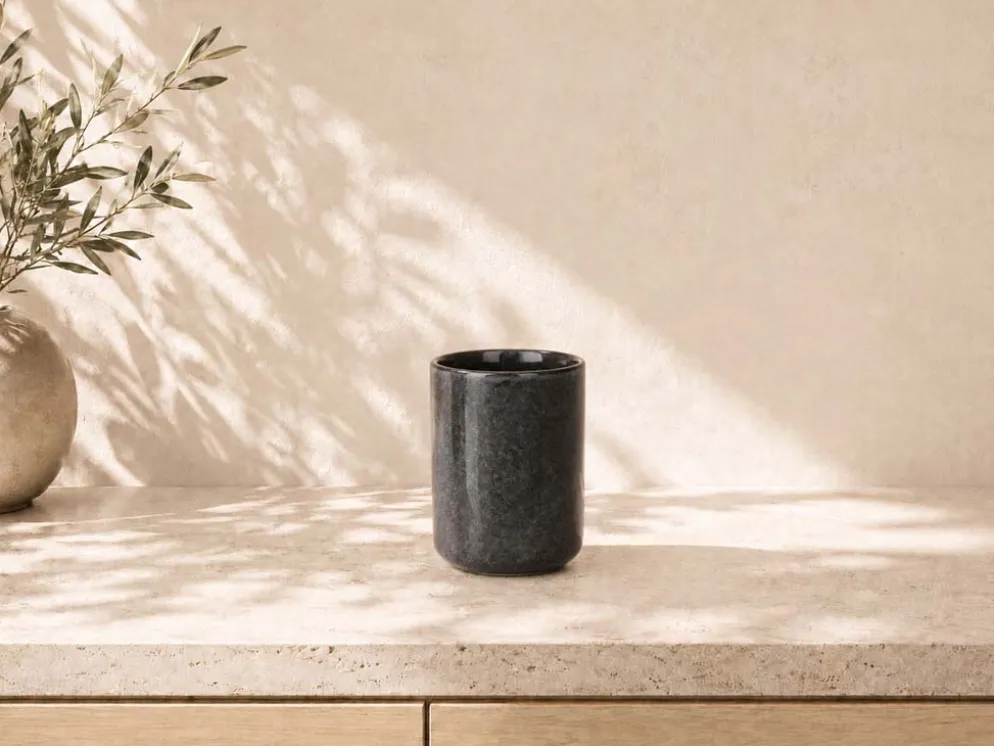 VASO CERAMICA BAÑO NEGRO