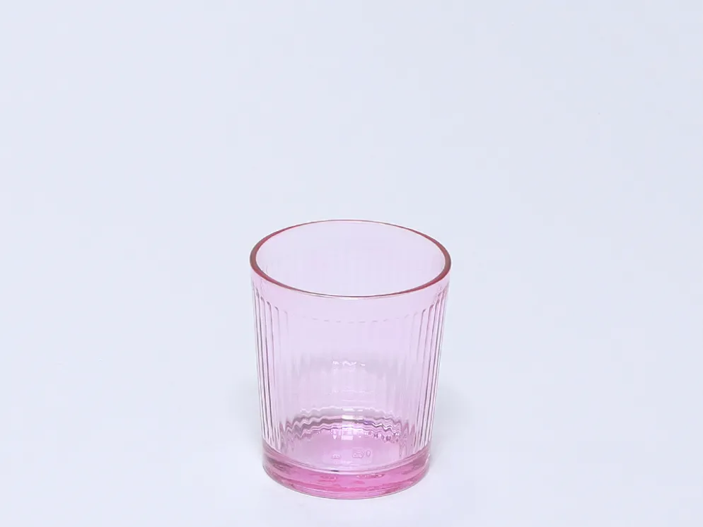 VASO VIDRIO RAYAS 360ML ROSA
