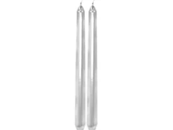 VELA CANDELABRO PLATEADA 25CM S/2