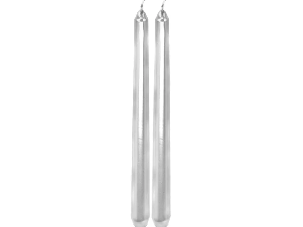 VELA CANDELABRO PLATEADA 25CM S/2