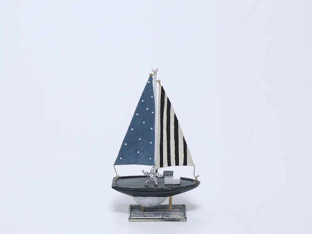 VELERO DECORACION MADERA 13.5X5X25 AZUL